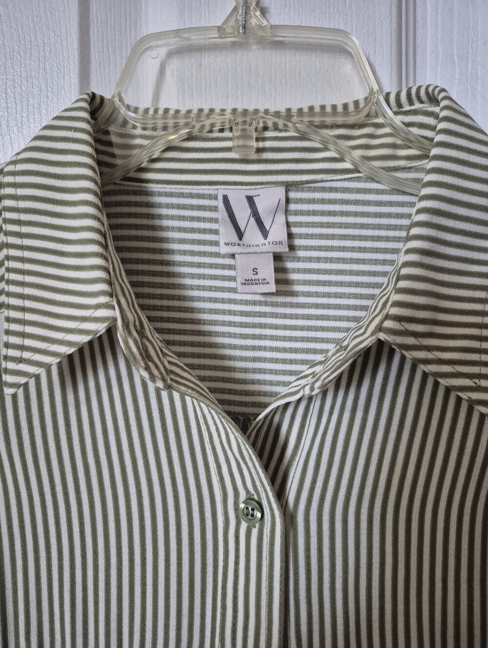 W by Worth Olive Stripe Button-Front Camp Shirt - Picture 4 of 4